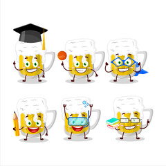 School student of beer cartoon character with various expressions