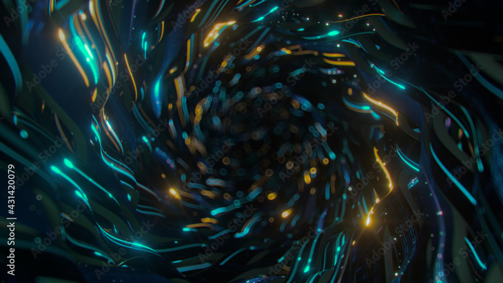 Poster sci-fi tunnel. abstract 3d render