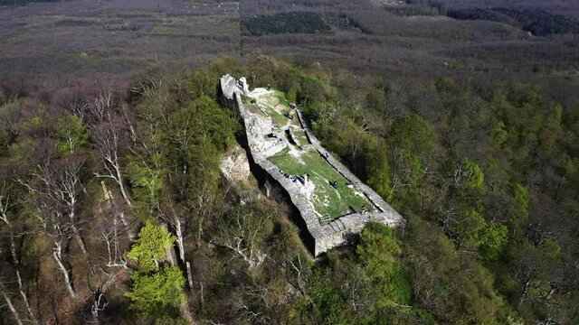 4k video about the fort of Tatika ruins in hungary near by the lake balaton in zala county. Medieval castle from 13th century. Built in 13. destroyed in 16th century
