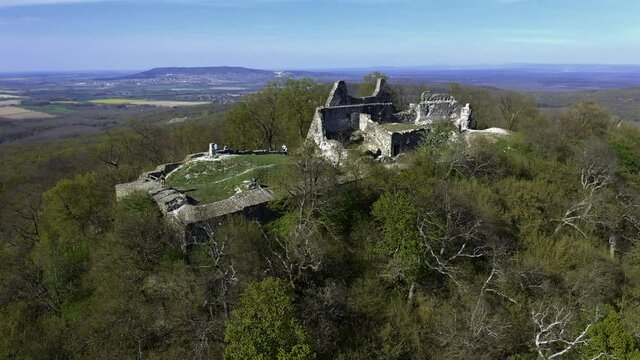4k video about the fort of Tatika ruins in hungary near by the lake balaton in zala county. Medieval castle from 13th century. Built in 13. destroyed in 16th century
