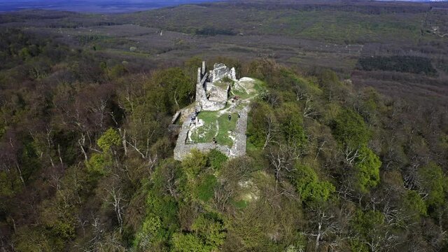 4k video about the fort of Tatika ruins in hungary near by the lake balaton in zala county. Medieval castle from 13th century. Built in 13. destroyed in 16th century
