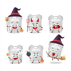 Halloween expression emoticons with cartoon character of food bag