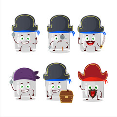 Cartoon character of food bag with various pirates emoticons