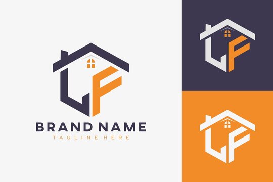 hexagon LF house monogram logo for real estate, property, construction business identity. box shaped home initiral with fav icons vector graphic template
