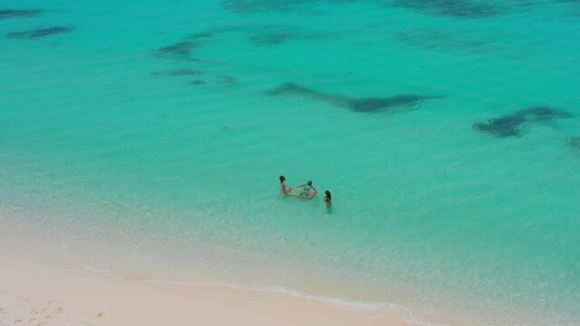 Relaxation and fun in turquoise waters at Eco del mar, Pedernales. Aerial view