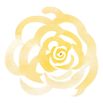 Abstract Yellow Rose Painted With Watercolors. The Watercolor Flower Is Suitable For Printing On Wallpaper, Textiles, Postcards