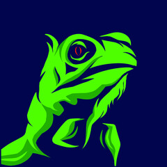 Iguana lizard Line. Pop Art logo. Colorful design with dark background. Abstract vector illustration