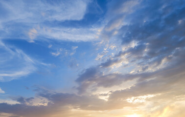 Naklejka na ściany i meble blue sky with clouds and sunlight