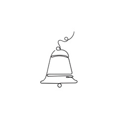 hand drawn doodle bell illustration vector isolated in continuous line art style