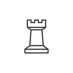 Chess rook piece line icon