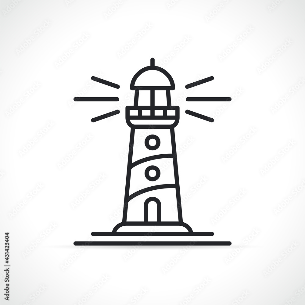Poster lighthouse line icon vector symbol