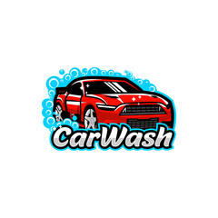 Car wash Red Car service cleaner auto