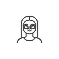 Young woman with glasses line icon