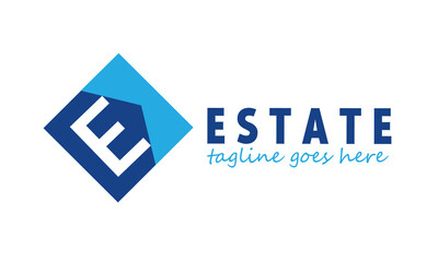 Letter E home logo design. alphabet logo template. geometric initials logo type. vector