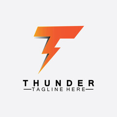 Letter T Thunder electric lightning logo vector illustration design.Flash T Letter Logo, Electrical Bolt Logo Vector