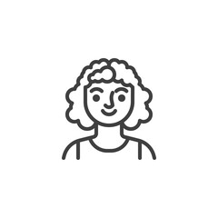 Woman with curly hair line icon