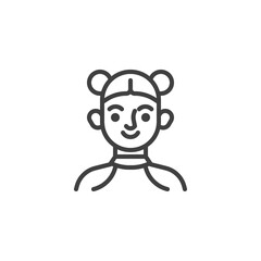 Smiling girl avatar line icon