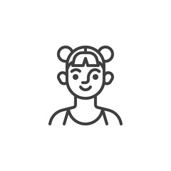 Young woman avatar line icon