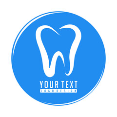 Tooth icon on blue background. Vector illustration.