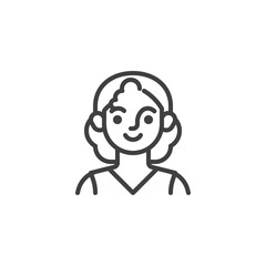 Happy woman avatar line icon