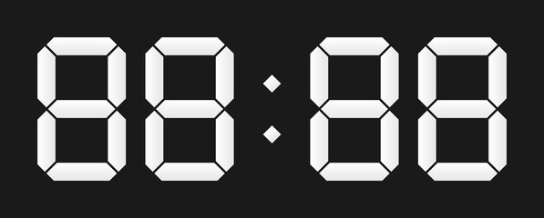 set of vector white digital numbers on black background