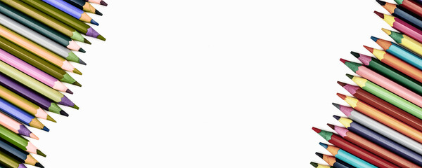 colored pencils on white background