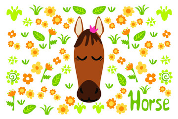 doodles cute animals collection horse cute sticker