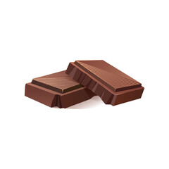 Two slices of milk chocolate. Vector illustration on a white background.