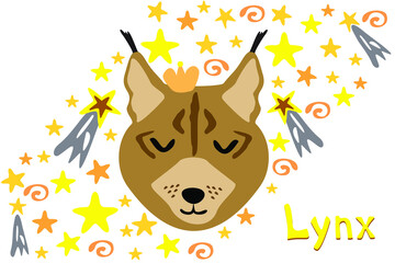 doodles cute animals collection lynx in space cute sticker