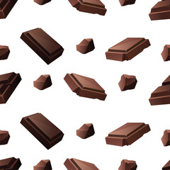 Seamless vector pattern with slices of milk and dark chocolate