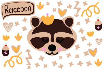 doodles cute animals collection raccoon cute sticker