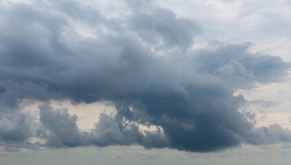 Fototapeta na wymiar View of grey cloudy summer sky before rain. Nature background. High quality photo