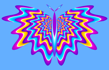 Colorful butterfly. Motion illusion.