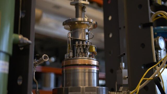 A shot of a pressure machine, high tech apparatus in a technical laboratory.