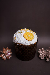 Easter cake with dried fruits and twigs decor