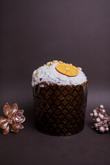 Easter cake with dried fruits and twigs decor