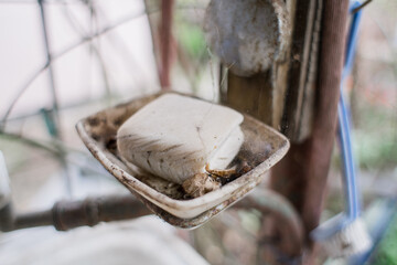 old soap dish with soap in Chernobyl