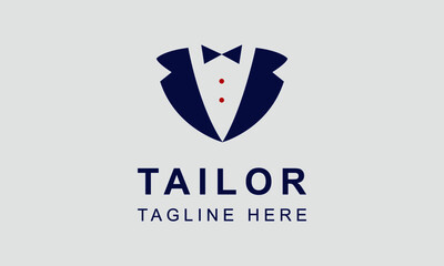 Tailor Logo Design Template. Usable for Garment and Handmade Logos. Men blazer or jacket or suit symbol simple flat icon on the background.