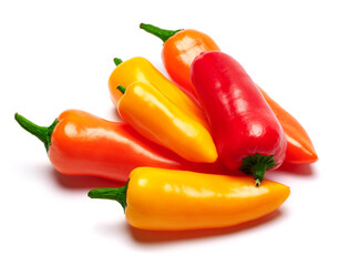 Group of Chili or sweet peppers isolated on white background