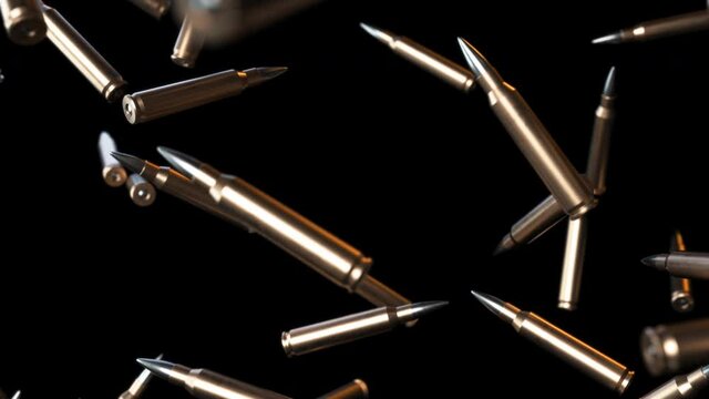 Bullets Falling on Black with Luma Matte Seamless Looping Background 4K