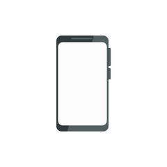 Phone with blank blank white screen isolated on white background. Vector illustration, flat realistic design, eps 10.