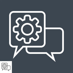 Speech Bubble with Gear Thin Line Vector Icon. Flat icon isolated on the black background. Editable EPS file. Vector illustration.
