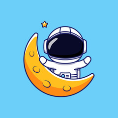 Cute astronaut in the moon