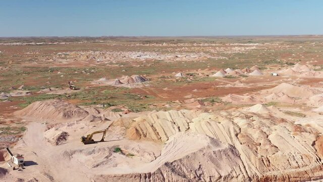 2020 - Excellent aerial shot of an opal mining site in Coober Pedy, South Australia.