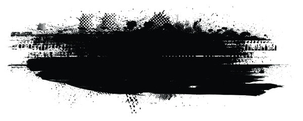 Splatter Paint Texture . Distress Grunge background . Scratch, Grain, Noise rectangle stamp . Black Spray Blot of Ink.Place illustration Over any Object to Create Grungy Effect .abstract vector. - obrazy, fototapety, plakaty