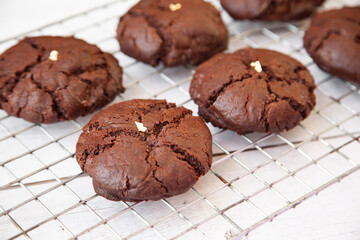 Homemade giant dark chocolate cookie