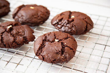Homemade giant dark chocolate cookie