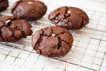 Homemade giant dark chocolate cookie