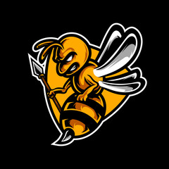 Bee Warrior Sport Mascot Logo