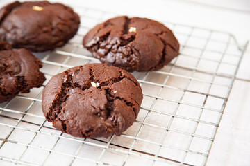 Homemade giant dark chocolate cookie